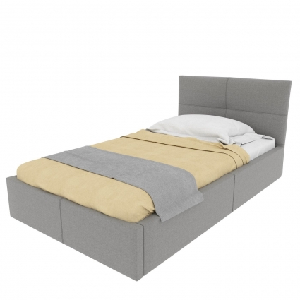 Кровать с мягким изголовьем и подъемным механизмом MYROOM Family Меркурий 100х200 серого цвета, с ящиком для хранения