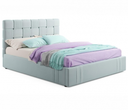 Кровать LASKA Family Tiffany 160х200 мятного цвета с матрасом, с изголовьем, без ящиков