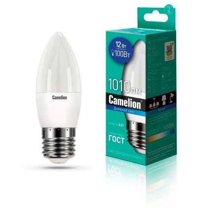 Лампа светодиодная Camelion E27 12W 6500K LED12-C35/865/E27 13692 цвет белый