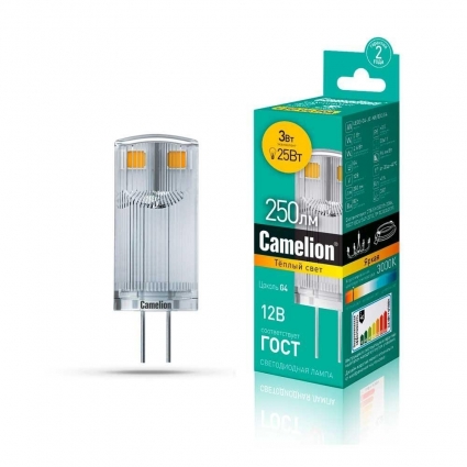 Лампа светодиодная Camelion G4 3W 3000K LED3-G4-JC-NF/830/G4 13700 цвет белый