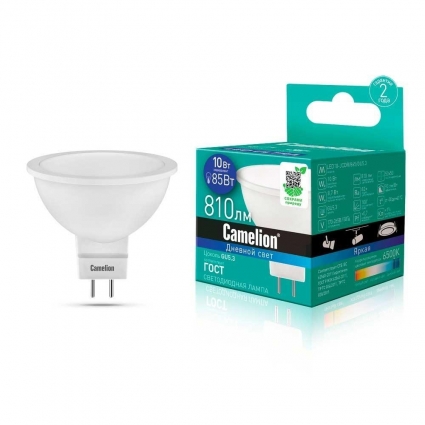 Лампа светодиодная Camelion GU5.3 10W 6500K LED10-JCDR/865/GU5.3 13686 цвет белый