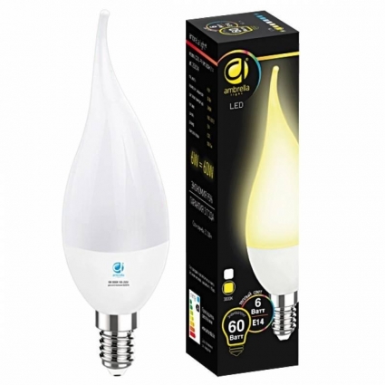 Лампа светодиодная Ambrella light E14 6W 3000K белая 205014 цвет белый