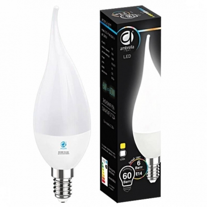 Лампа светодиодная Ambrella light E14 6W 4200K белая 204914 цвет белый