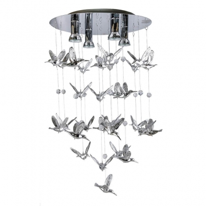 Каскадная люстра Azzardo Birds AZ2449 в современном стиле, цвет хром, мощность 160 Вт