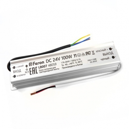 Блок питания для светодиодной ленты Feron LB007 12V 100W IP67 4,1A 48059, цвет черный