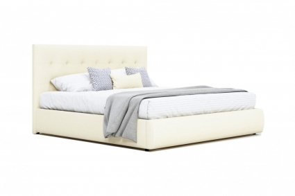 Кровать LASKA Family Selesta 140х200 с подъемным механизмом светло-бежевого цвета, с изголовьем, с ящиком для хранения