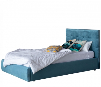 Кровать LASKA Family Selesta 120х200 с подъемным механизмом и матрасом синего цвета, с изголовьем, с ящиком для хранения