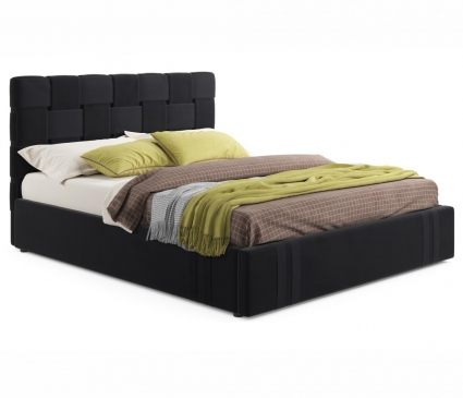 Кровать LASKA Family Tiffany 160х200 с подъемным механизмом и матрасом коричневого цвета, с изголовьем, с ящиком для хранения
