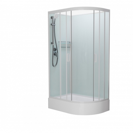 Душевая кабина Frank F412/1L White б/к 120х80х215 профиль белый, стекло прозрачное, левая, прямоугольная-асимметричная, поддон средний