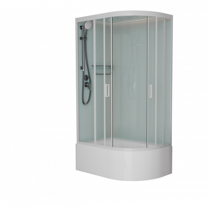 Душевая кабина Frank F412/2L M White 120х80х220 профиль белый, стекло матовое, левая, прямоугольная-асимметричная, поддон глубокий