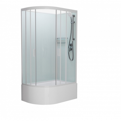 Душевая кабина Frank F412/2R М White б/к 120х80х215 профиль белый, стекло матовое, правая, прямоугольная-асимметричная, поддон глубокий
