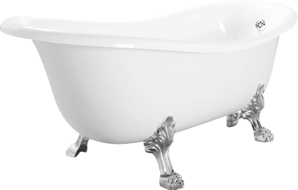 Ванна из искусственного камня Veragio Gialetta 25217 170x80 с металлическими ножками, хром, овальная, отдельностоящая