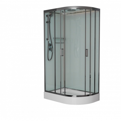 Душевая кабина Frank F418L Brilliant 100х80х220 профиль хром, стекло прозрачное, левая, прямоугольная-асимметричная, поддон низкий
