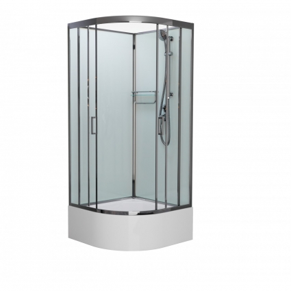 Душевая кабина Frank F400/2 Brilliant б/к 100х100х215 профиль хром, стекло прозрачное, четверть круга, поддон глубокий