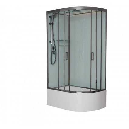 Душевая кабина Frank F412/2L Brilliant 120х80х220 профиль хром, стекло прозрачное, левая, прямоугольная-асимметричная, поддон глубокий