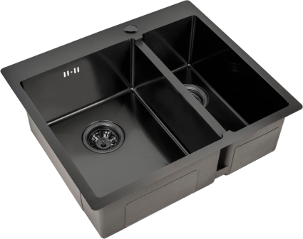 Мойка кухонная Zorg Inox PVD 59-2-51-L GRAFIT L, графит, брашированная, прямоугольная, 59x51 см