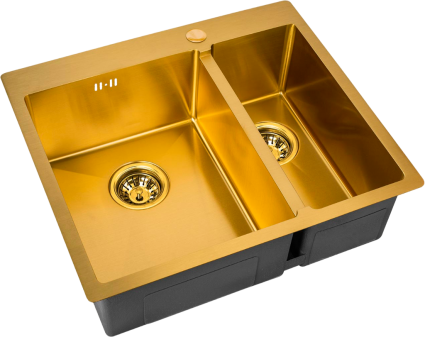 Мойка кухонная Zorg Inox PVD SZR-59-2-51-L BRONZE L, бронза, брашированная, прямоугольная, 59x51 см