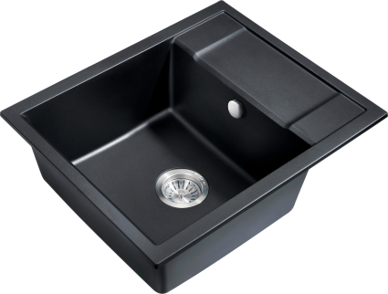 Мойка кухонная Milacio Navarra Cuarzo 60 MC.77071 черная матовая квадратная, с крылом, 60x50 см