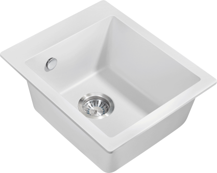 Мойка кухонная Milacio Murcia Cuarzo 42 MC.77042 белая матовая, квадратная, 41.5x49 см