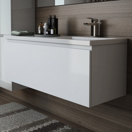 Тумба для комплекта Эстет Dallas Luxe 115 подвесная, 1 ящик, R, глянцевая, с доводчиками