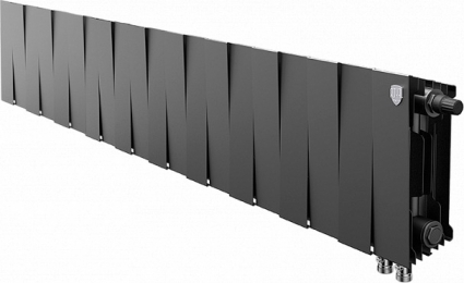 Радиатор биметаллический Royal Thermo Piano Forte 200 VDR noir sable, 20 секций, на площадь 23 кв.м., черный, 160x10x20 см
