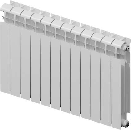 Радиатор биметаллический Rifar EcoBuild 300 12 секций на площадь 15.96 кв.м., белый, 96x9x12 см