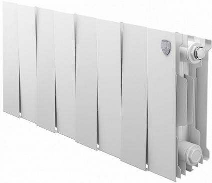 Радиатор биметаллический Royal Thermo Piano Forte 200 bianco traffico, 8 секций, на площадь 10 кв.м., белый, 64x10x8 см