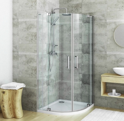 Душевой уголок Roth ELEGANT NEO 90х90х201 профиль хром, стекло прозрачное, четверть круга, двери распашные