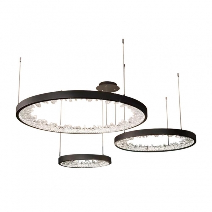 Подвесная светодиодная люстра Kink Light Рами 07668-80+60+40,19, в стиле модерн, цвет черный