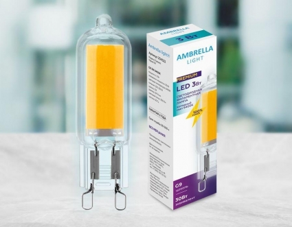 Лампа светодиодная филаментная Ambrella light G9 3W 6400K прозрачная 204522 цвет прозрачный