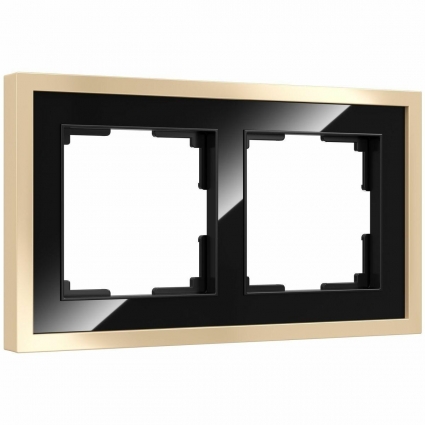 Рамка Werkel Baguette на 2 поста черный/латунь W0022852 4690389185786 в стиле модерн, цвет черный