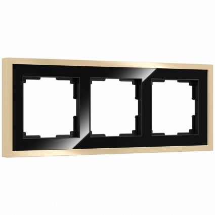 Рамка Werkel Baguette на 3 поста черный/латунь W0032852 4690389185809 в стиле модерн, цвет черный