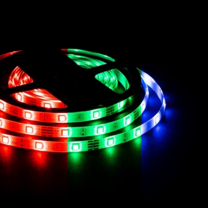 Светодиодная лента OGM 7,2W/m 30LED/m 5050SMD разноцветный (RGB) 5M LSE-284, цвет белый, мощность 36 Вт