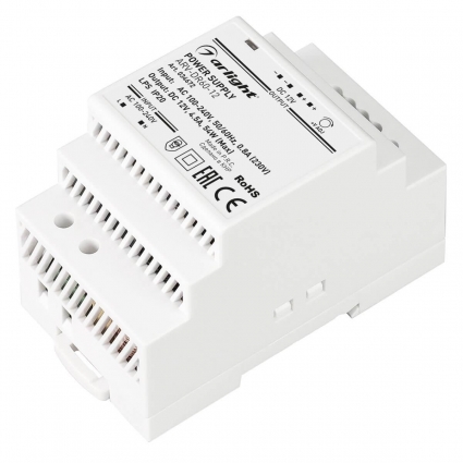 Блок питания Arlight ARV-DR60-12 12V 54W IP20 4,5A 034672, цвет белый