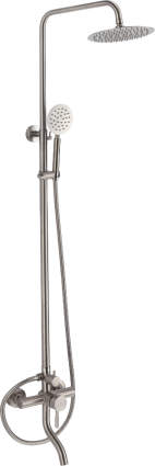 Душевая стойка OliveS Balear 13511BL цвет сталь, штанга 120.5 см, шланг 150 см