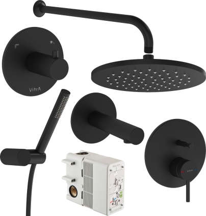 Душевой комплект VitrA Origin A49284EXP С ВНУТРЕННЕЙ ЧАСТЬЮ, черный матовый, шланг пластиковый 175 см, 1 режим