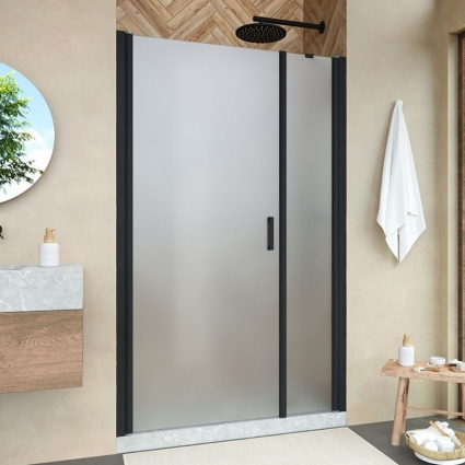 Душевая дверь в нишу Vegas Glass EP-F-2 Novo 160 02М 10 L профиль черный матовый, стекло сатин, распашная, левая