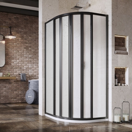 Душевой уголок Ravak Supernova SKKP6-80 195 Pearl, профиль черный, четверть круга, двери раздвижные