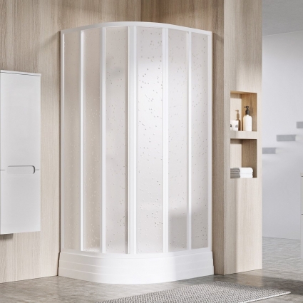 Душевой уголок Ravak Supernova SKKP6-80 195 Pearl, профиль белый, четверть круга, двери раздвижные