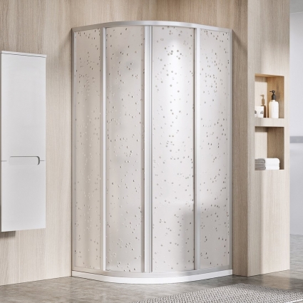 Душевой уголок Ravak Supernova SKCP4-90 195 Pearl, профиль сатин, четверть круга, двери раздвижные