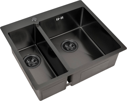 Мойка кухонная Zorg Inox PVD 59-2-51-R GRAFIT R, графит, брашированная, прямоугольная, 59x51 см