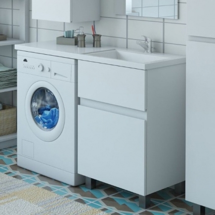 Тумба с раковиной Эстет Dallas Luxe 110 R напольная, 2 ящика, глянцевая, с доводчиками