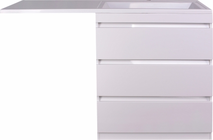 Тумба с раковиной Style Line Даллас 140 R люкс, белая, напольная, глянцевая