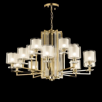 Подвесная люстра Crystal Lux Nicolas SP-PL10+5 Gold/White в стиле модерн, цвет белый