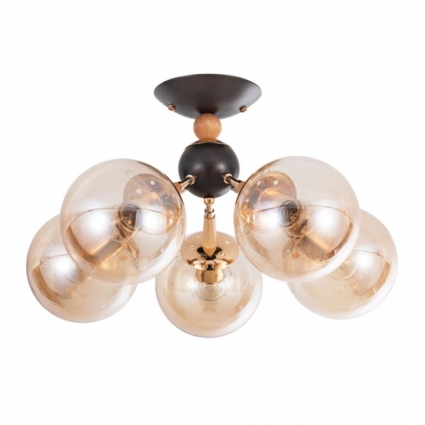 Потолочная люстра Arte Lamp Boston A4485PL-5BK в стиле кантри, цвет янтарный