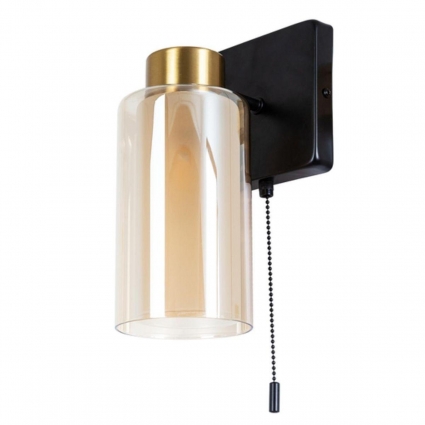 Бра Arte Lamp Leo A7027AP-1BK в стиле модерн, цвет янтарный, мощность 40 Вт