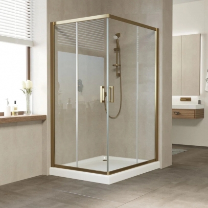 Душевой уголок Vegas Glass ZA-F Tur Novo 120*100 05 01 профиль бронза, стекло прозрачное, прямоугольный, двери раздвижные