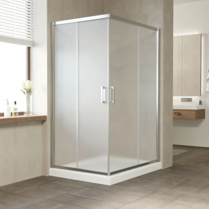 Душевой уголок Vegas Glass ZA-F Tur Novo 120*90 08 10 профиль глянцевый хром, стекло сатин, прямоугольный, двери раздвижные