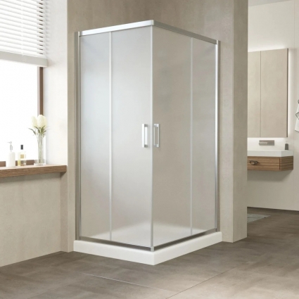 Душевой уголок Vegas Glass ZA-F Tur Novo 110*100 08 10 профиль глянцевый хром, стекло сатин, прямоугольный, двери раздвижные