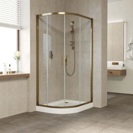 Душевой уголок Vegas Glass ZS-F Tur Novo 120*80 05 01 профиль бронза, стекло прозрачное, прямоугольный-асимметричный, двери раздвижные